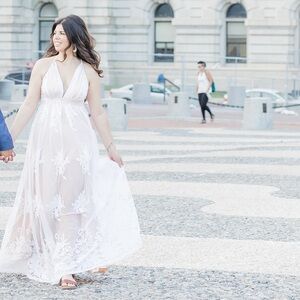 Elegant White Lace Maxi Dress